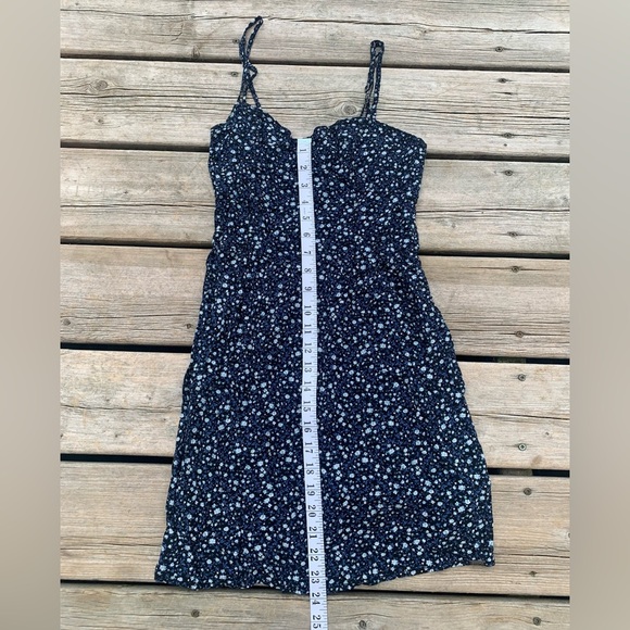 Garage Navy Blue Floral Smocked Mini Dress - Size Small - Picture 5 of 6